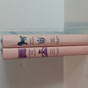 Stack of 2 Pink Vintage Louisa May Alcott Books Under The Lilacs / Eight Cousins